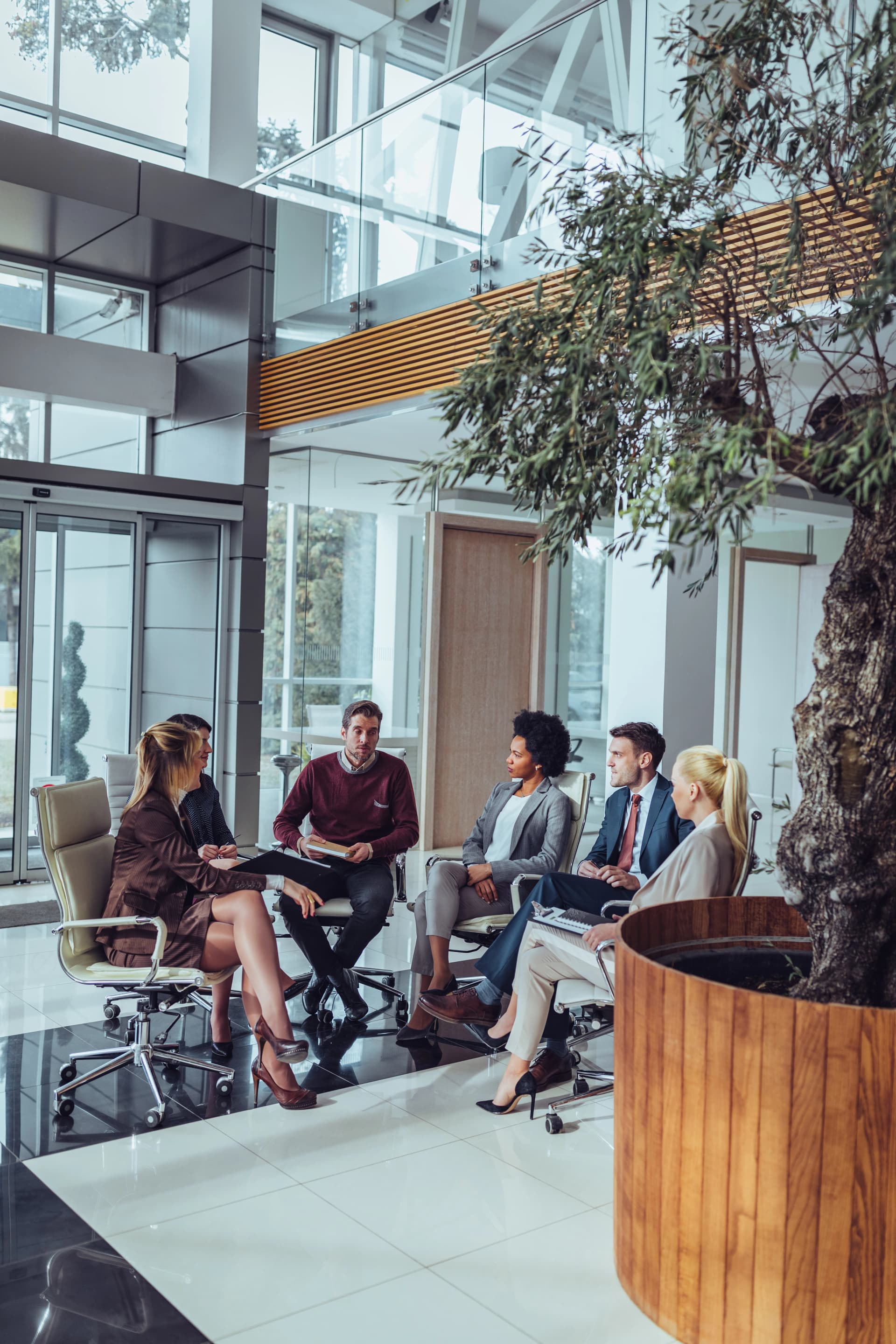 Software agency team working on project