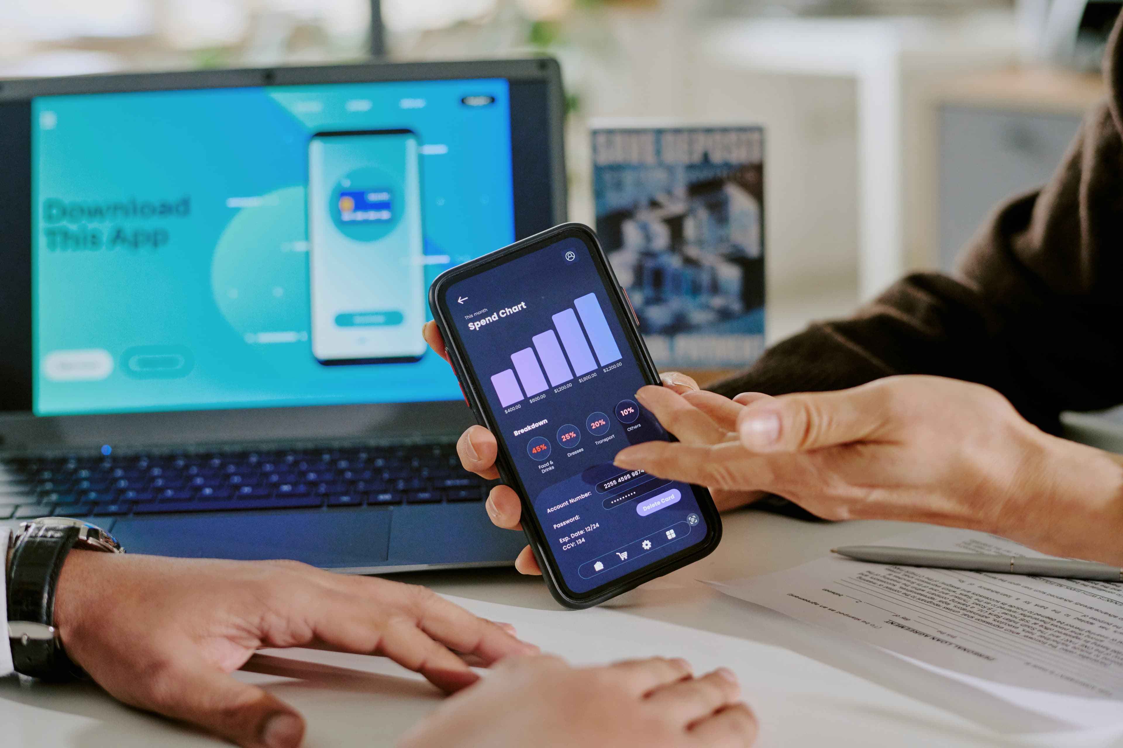 A sleek mobile app interface on a phone